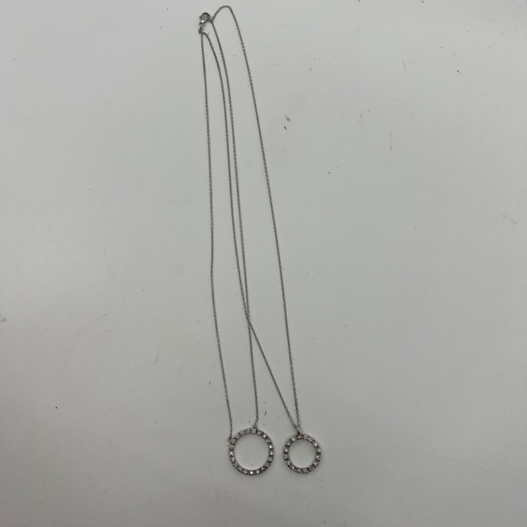 Vintage Layered Sterling Silver Necklace , CZ Double Eternity & Circle of Life - Picture 12 of 12